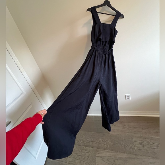 COS Navy Blue Gathered Open Back Jumpsuit - Picture 8 of 15